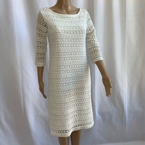 Sharagano White Crotchet Dress